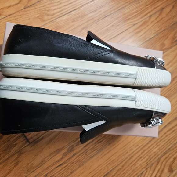 Miu Miu Crystal Cap-Toe Leather Sneaker - Picture 8 of 13